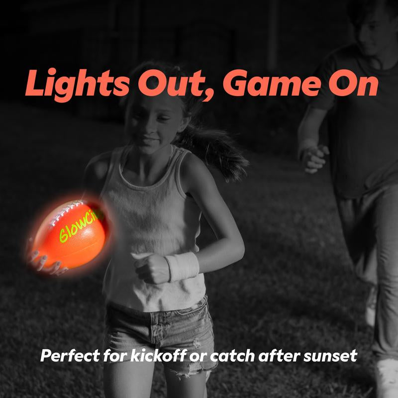 Glowcity Glow in the Dark Football - Light Up, Youth Size Footballs for Kids - LED Lights and Pre-Installed Batteries Included