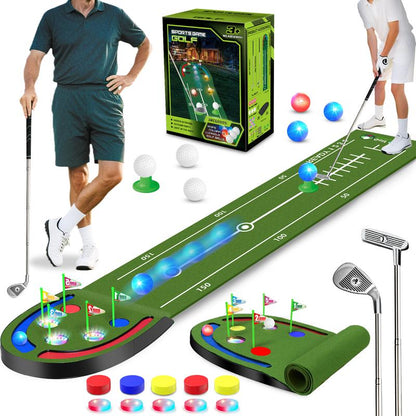 VATOS Golf Putting Mat Indoor for Kids - Golf Game Set with LED Balls, Glow Cups, Irons & Putters, Portable Putting Green Outdoor for Home Backyard Office Party, Golfing Gifts for Kids 6-14