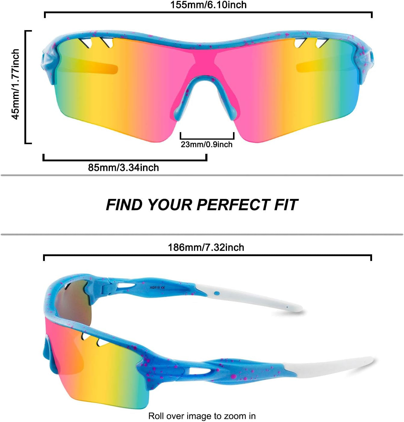 Polarized Sports Sunglasses with 5 Interchangeable Lenses,Mens Womens Cycling Glasses, Running