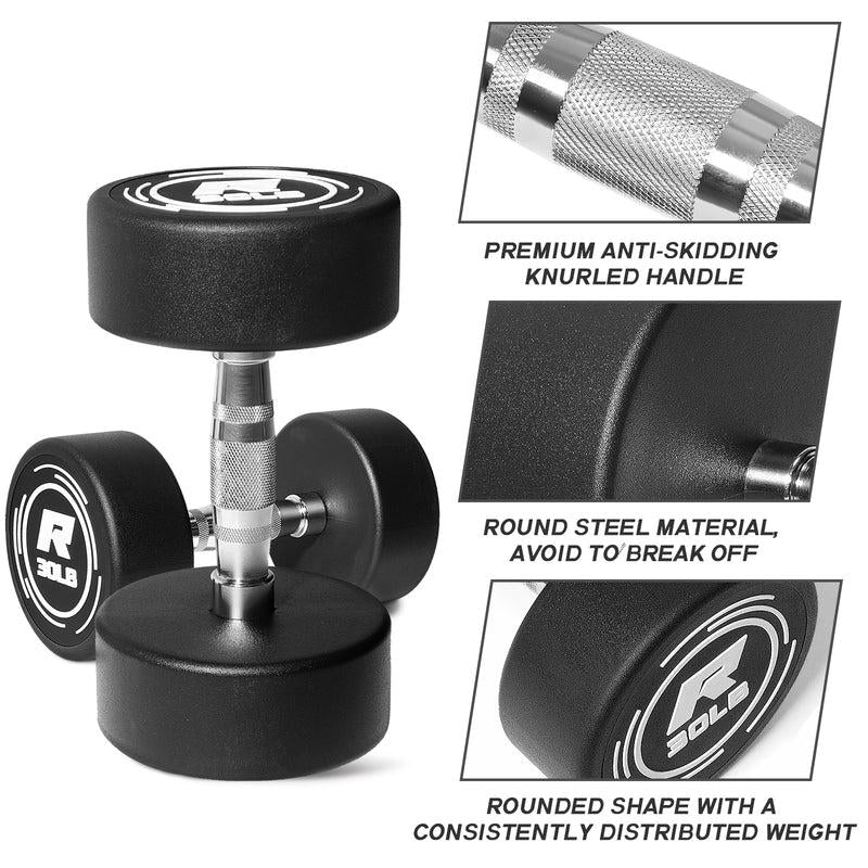 Ritfit 20LB Pvc-Coated round Dumbbells in Pairs - Durable Balanced Design for Upper Body Workouts & Noise-Reducing Floor Protection