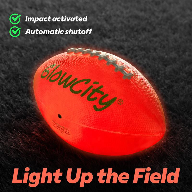 Glowcity Glow in the Dark Football - Light Up, Youth Size Footballs for Kids - LED Lights and Pre-Installed Batteries Included﻿